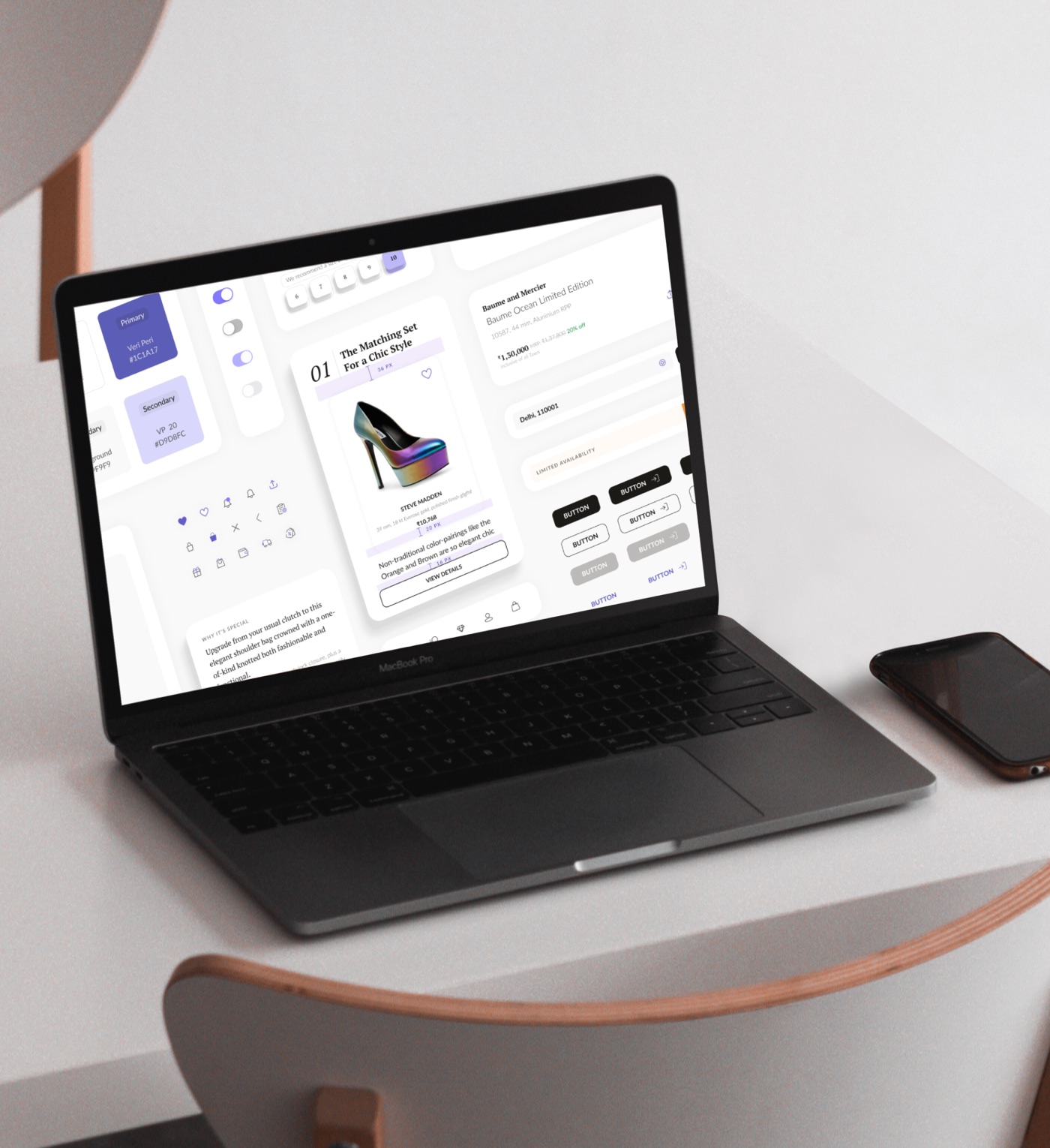 The design system components on a laptop