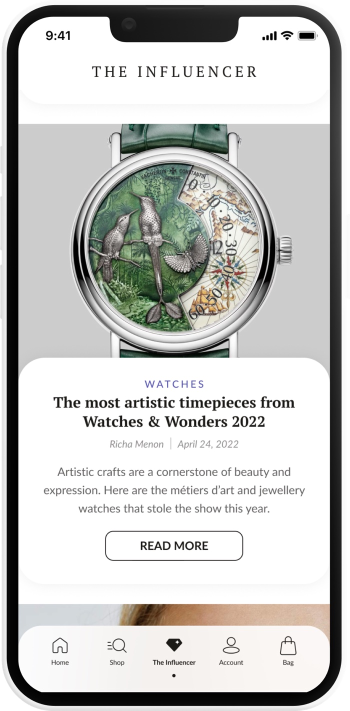 A second editorial screen from the Influencer tab.